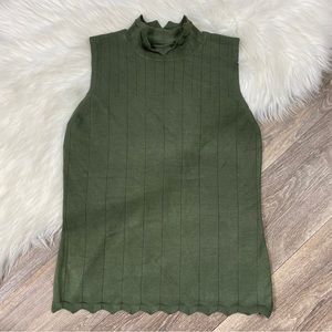Cyrus Olive Green Mock Neck Sleeveless Top